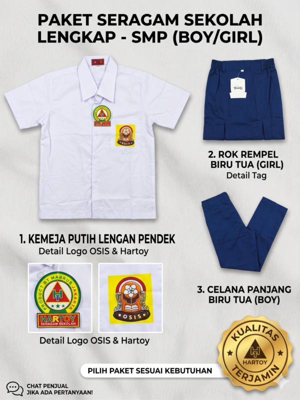 Seragam Sekolah SMP Kelas 7 (Putih-Biru)